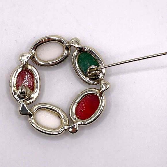 Millifiori Style Glass Cabochon Circle Pin Brooch - Picture 6 of 9